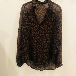 Millau Leopard Print Oversized Button-Down Top